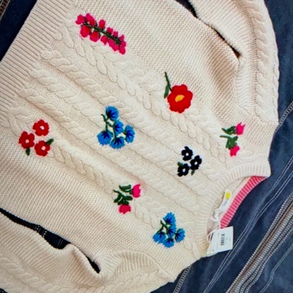 British vintage cable embroidered sweater shirt